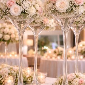 Elegant Floral Centerpieces (Pink and White Roses not included)